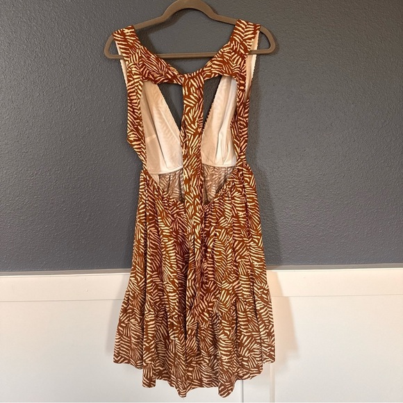 House of Harlow 1960 Tropical Leaf Plunge Linen Mini Dress Revolve Size Small - Picture 5 of 11